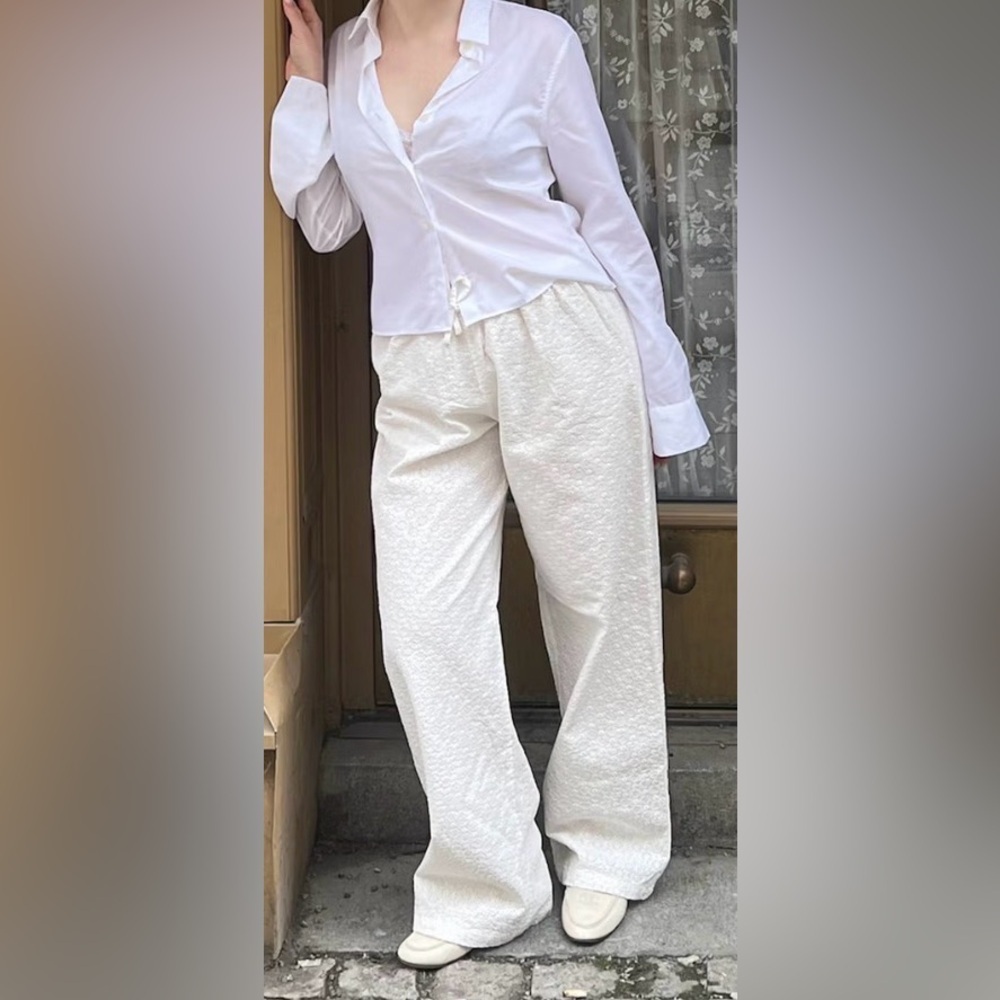 Djerf Avenue Broderie Pants in White - Picture 4 of 16
